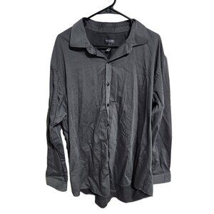 Van Heusen Flex Button Front Shirt Mens Size XXL Gray Long Sleeve Striped Career